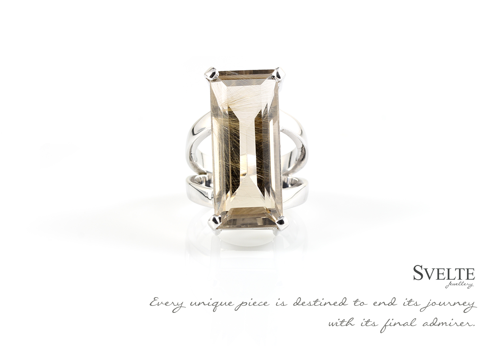 Rectangular Rutile Quartz Ring