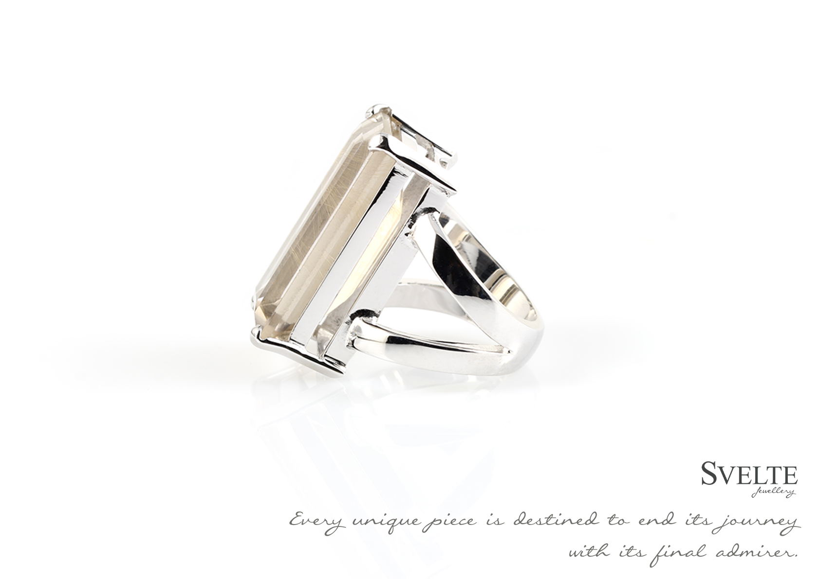 Rectangular Rutile Quartz Ring