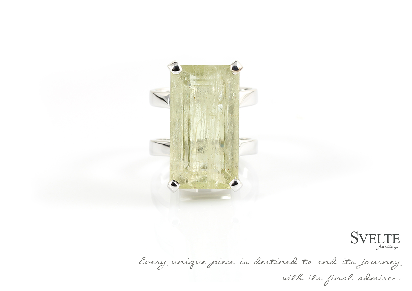 Rectangular Green Aquamarine Ring