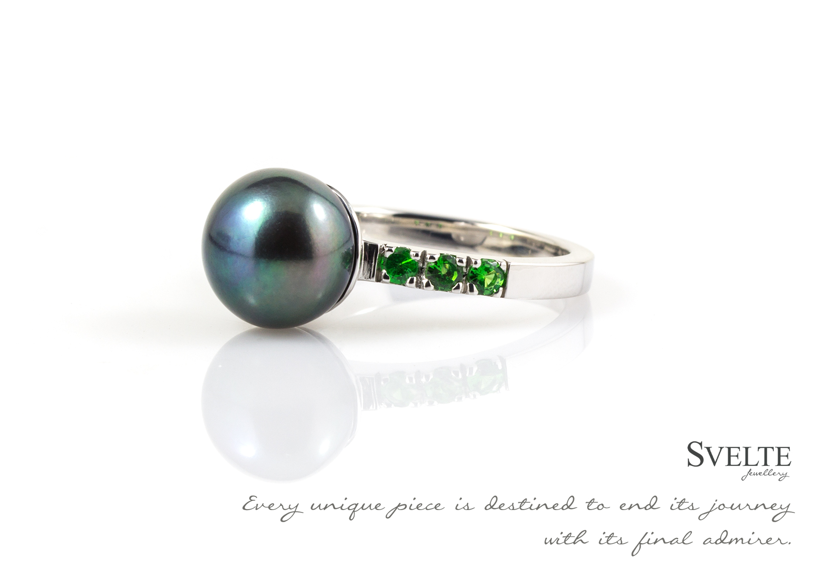 Pearl and Black Sapphire Ring