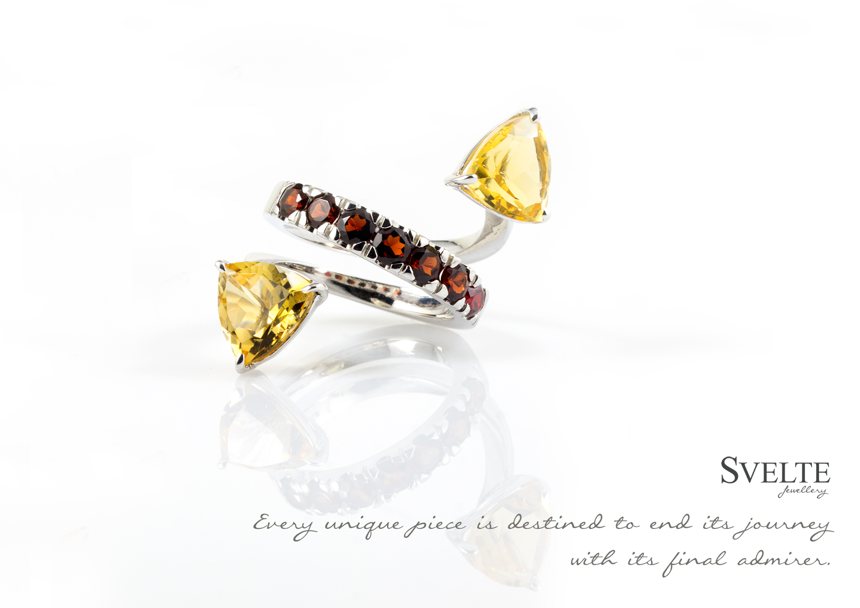 S - Citrine and Garnet Ring 