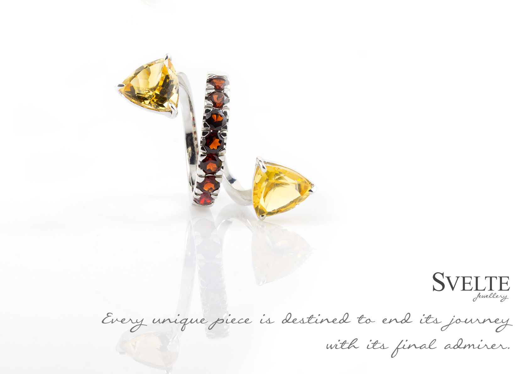 S - Citrine and Garnet Ring 