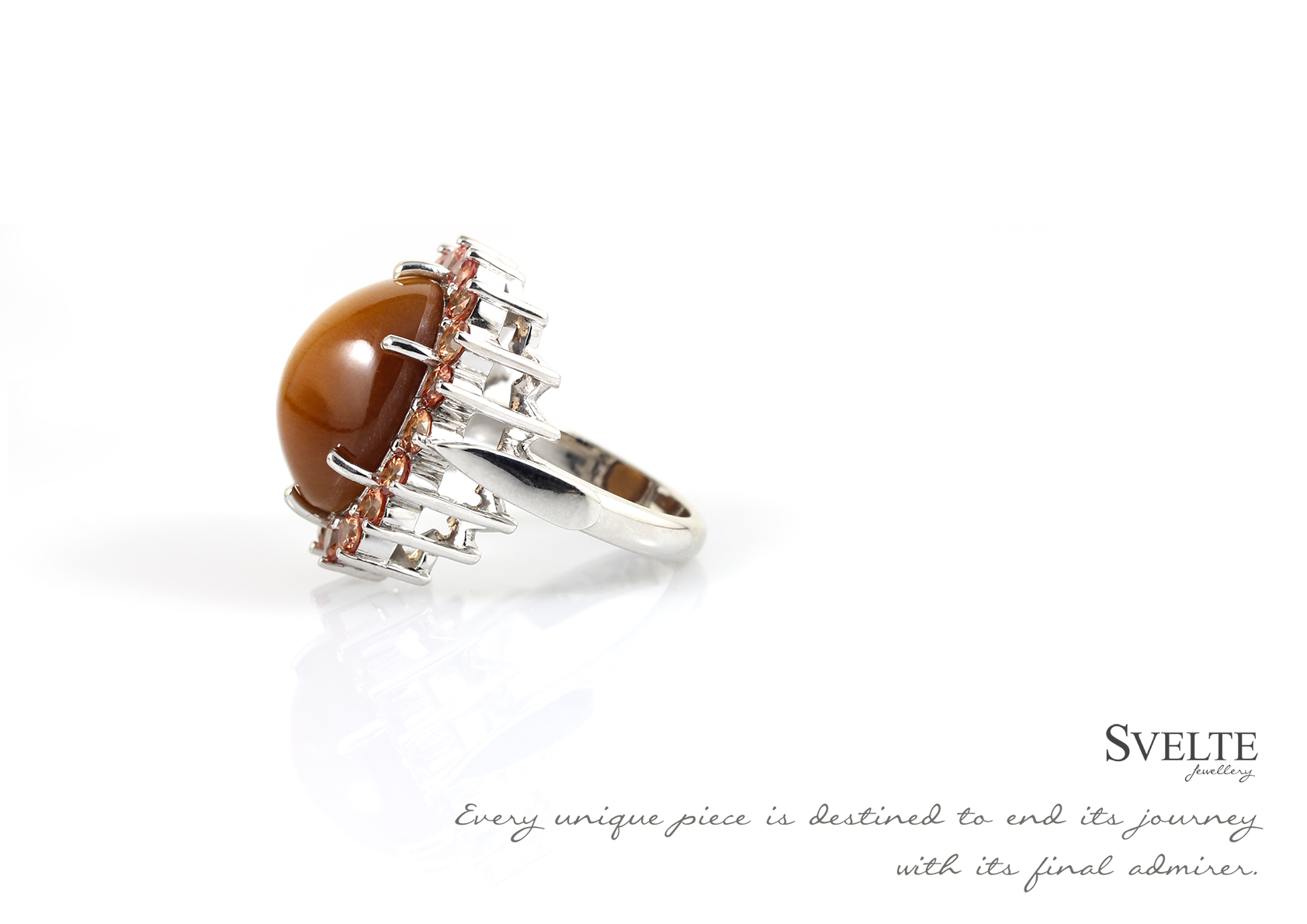 Petite Sun Stone and Orange Sapphire Ring